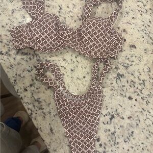 Cupshe jojo fletcher collab Brown and White Patterned Bikini